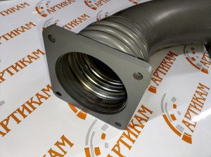 Труба выхлопной системы FAW J6 2019+ (квадратные фланцы, изогнутая) 1203010A96U